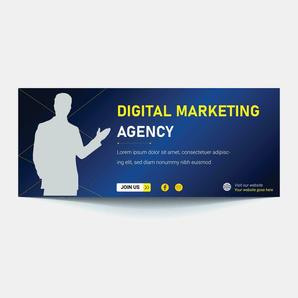 Vector hero banner of digital marketing. Marketing website header with words 'digital marketing'