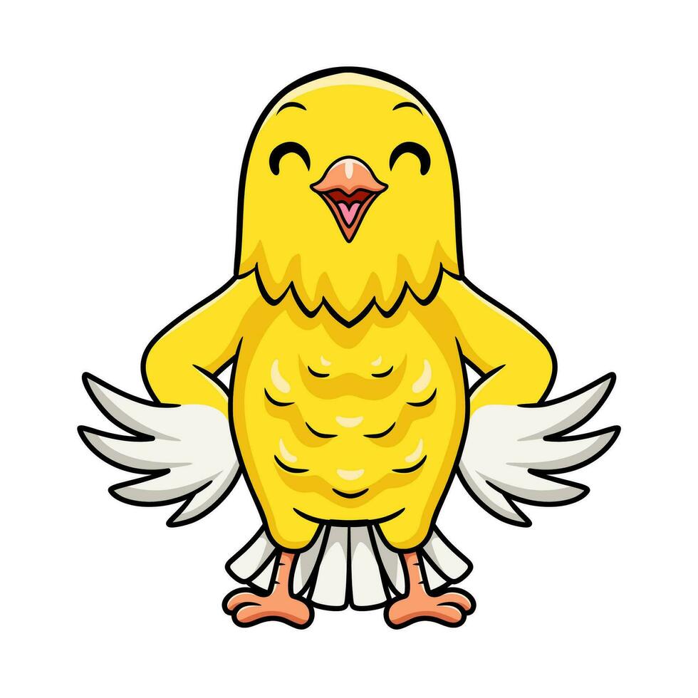 Cute canary bird cartoon posing vector