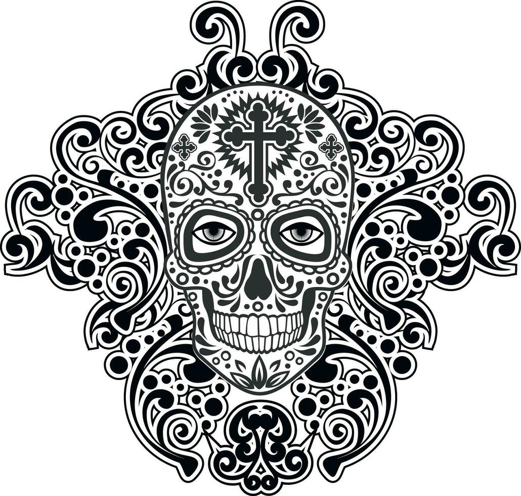 Holy Death, Day of the Dead, mexican sugar skull vector