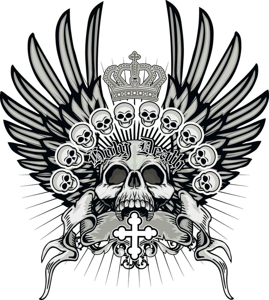 Gothic sign with skull, grunge vintage design t shirts vector