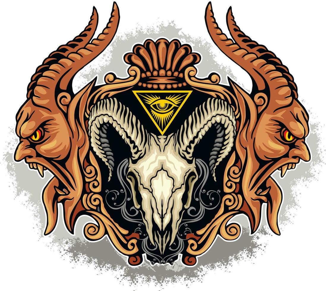 Gothic sign with skull, grunge vintage design t shirts vector