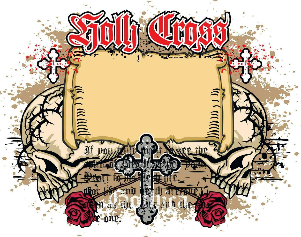 Gothic sign with skull, grunge vintage design t shirts vector