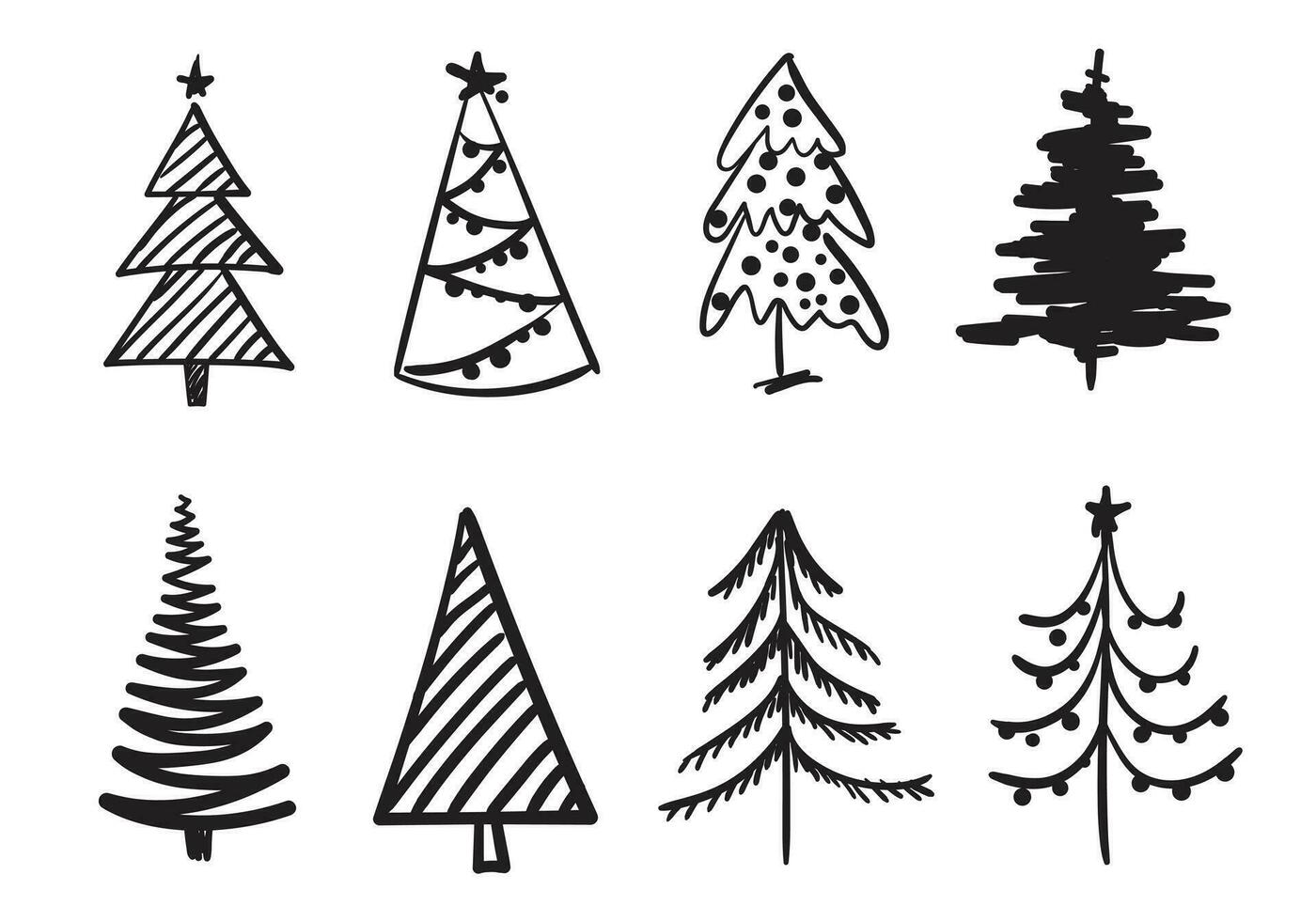 Christmas trees grunge set vector