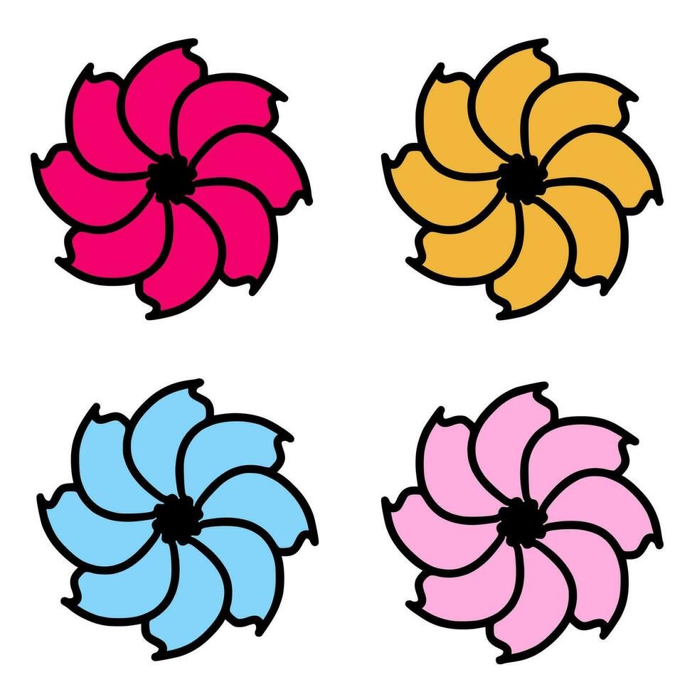 Set of simple illustration of colored flower vector
