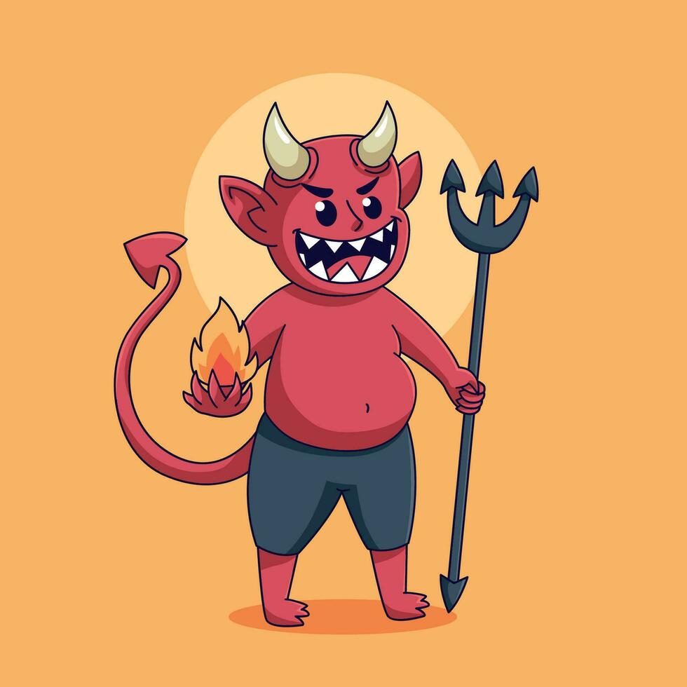 dibujos animados rojo diablo aislado vector