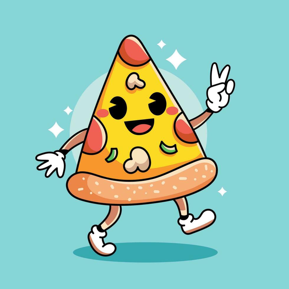 Cartoon happy pizza vector