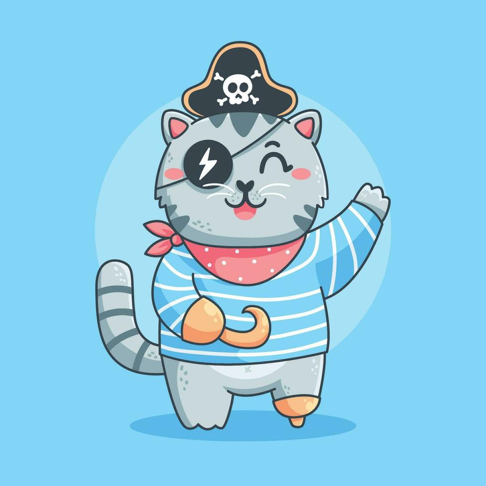 dibujos animados sonrisa pirata gato vector