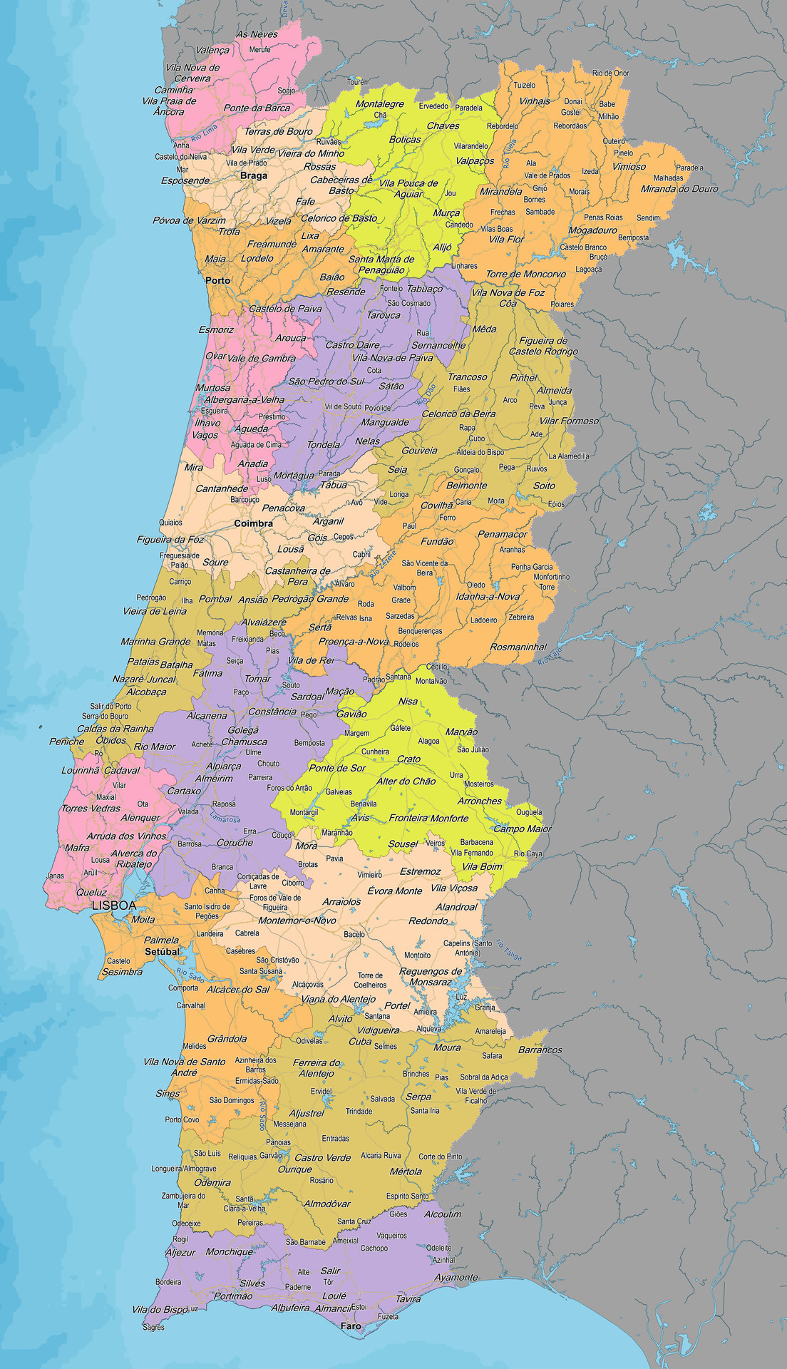 Detailed political vector map of Portugal 26314753 Vector Art at