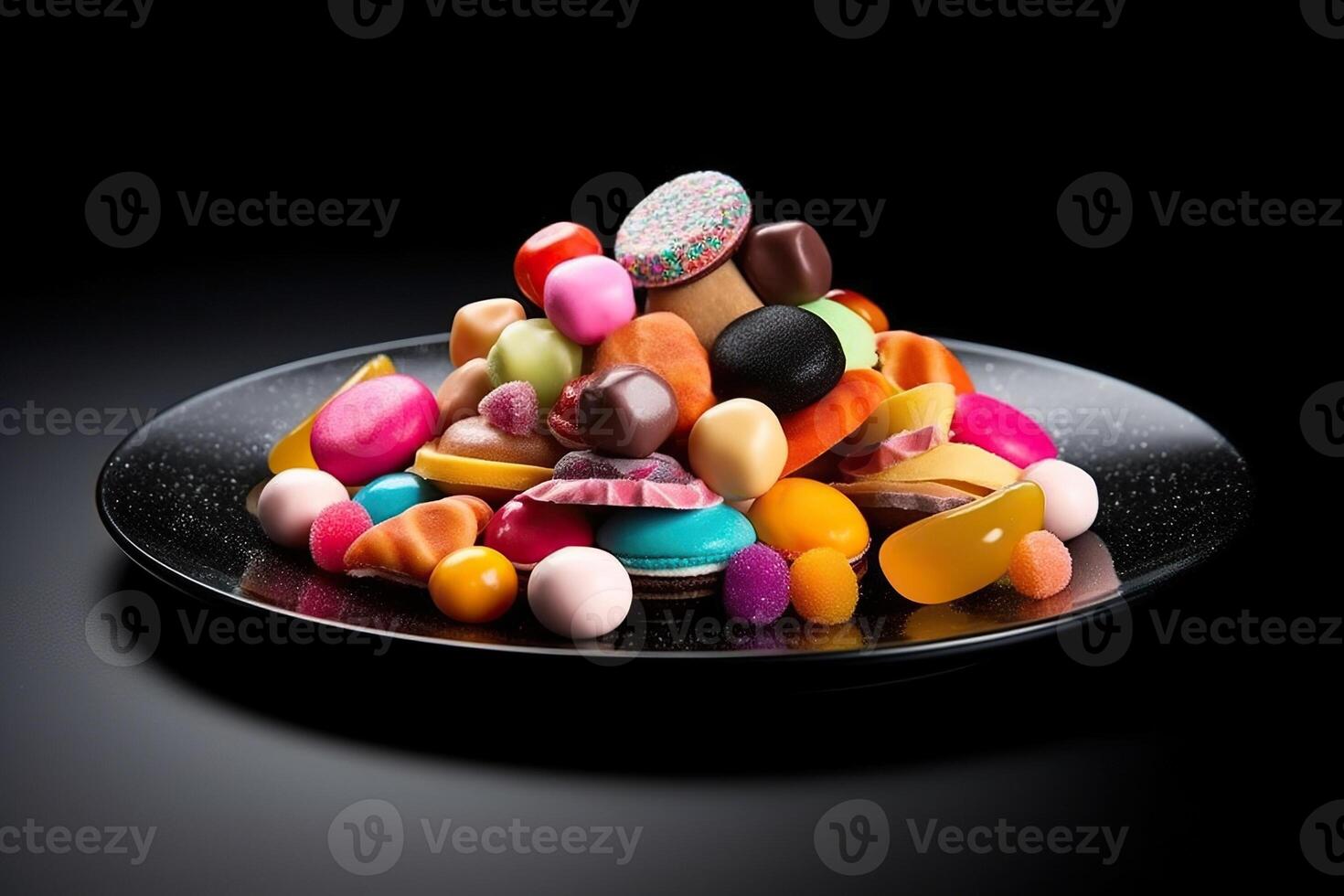 marvelous colorful sweets on a plate, illustration, photo