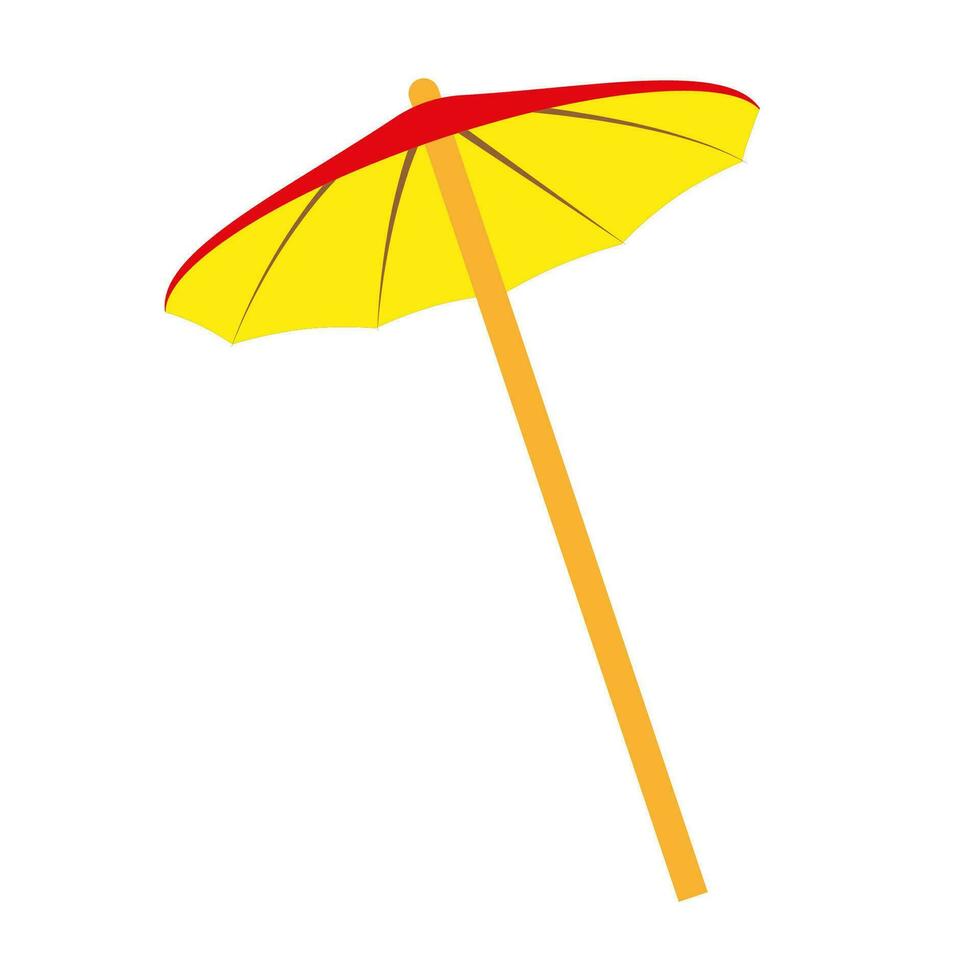 Hawaiian cocktail umbrella isolated on white. Yellow bottom and red top. Vector EPS10.