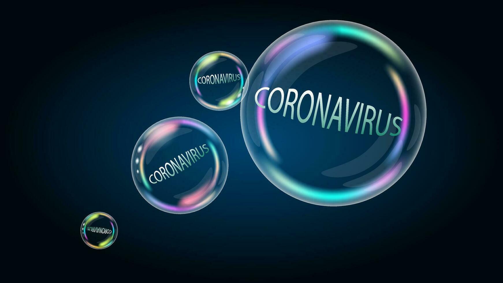 Coronavirus covid-19 is a bloated problem in the soap bubble. Fake news will burst soon and destroyed. Vector EPS10.