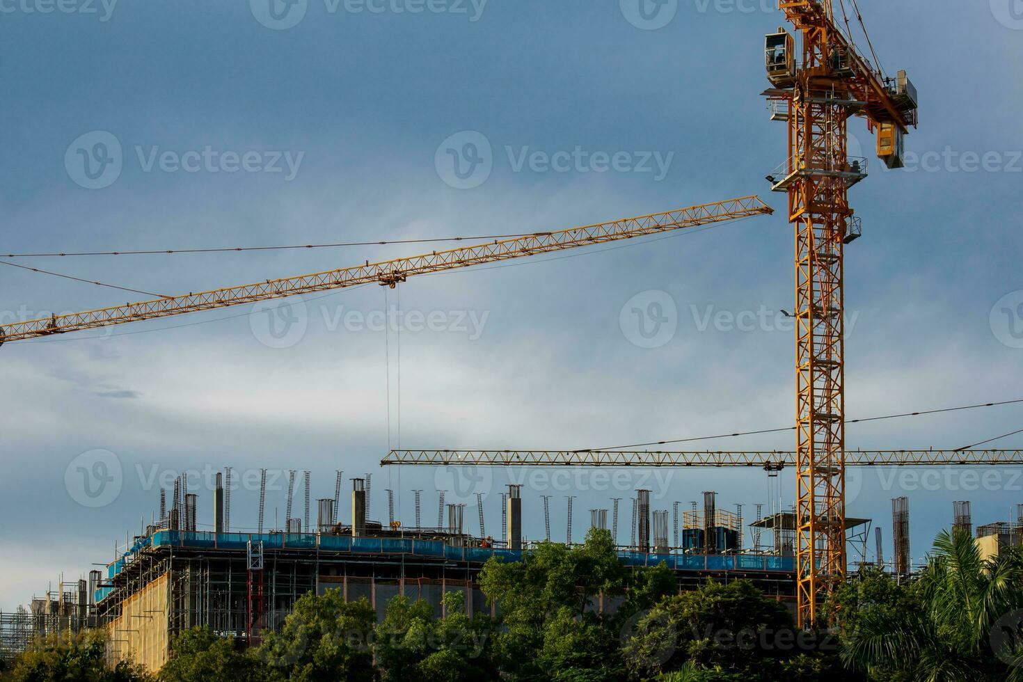 cranes working on a building construction site photo