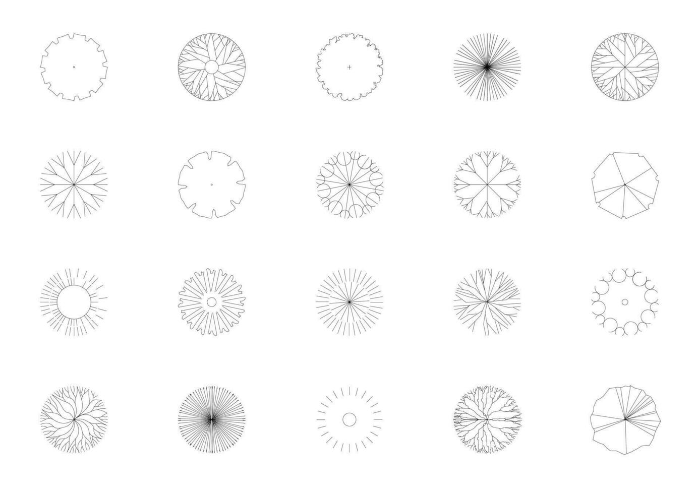 árbol plan planta paisaje arquitectura naturaleza parque jardín colección vector. conjunto árbol contorno ambiente parte superior ver ilustración verde urbano arbusto. árbol arquitectura flor al aire libre silueta. vector