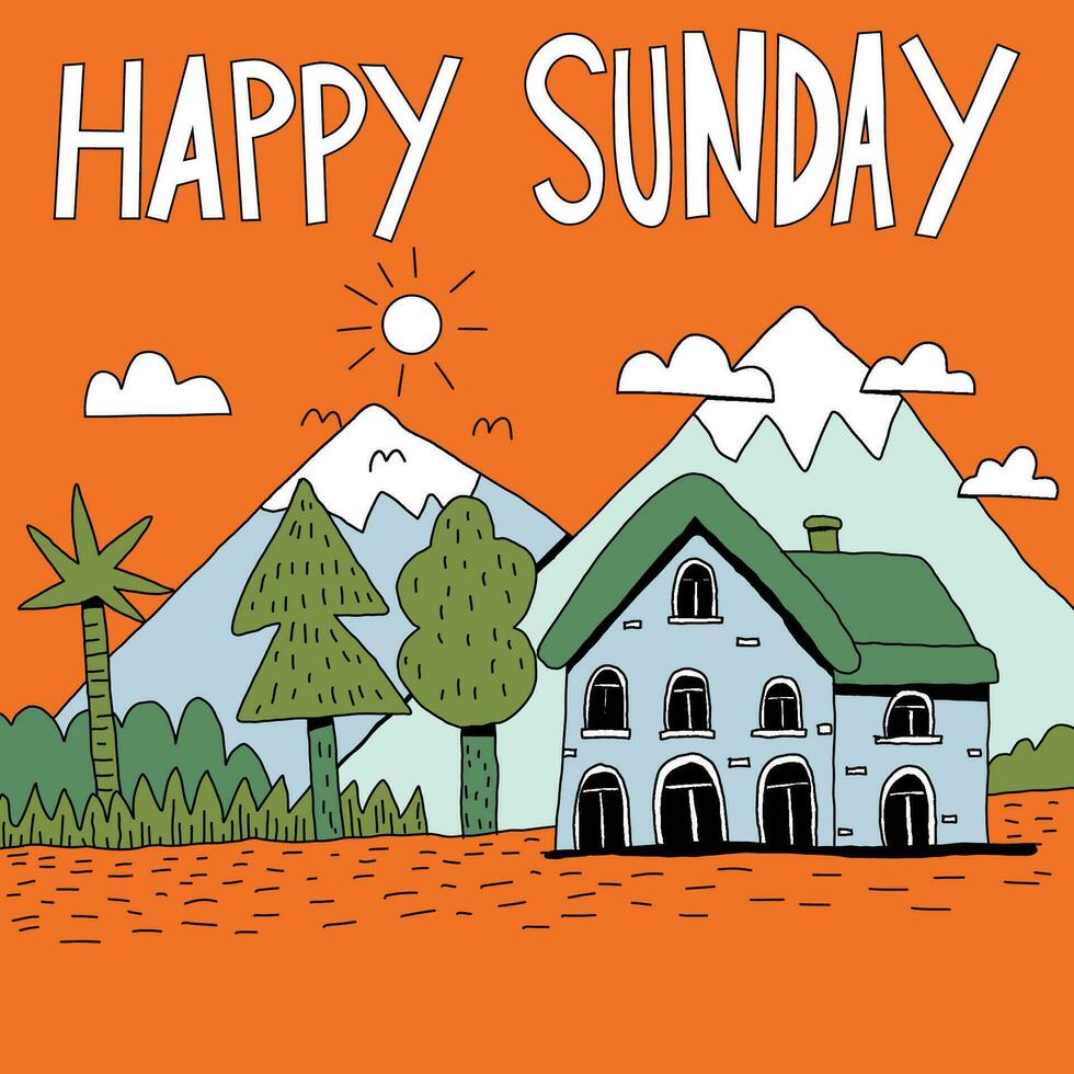 happy sunday hand drawn illustration vector