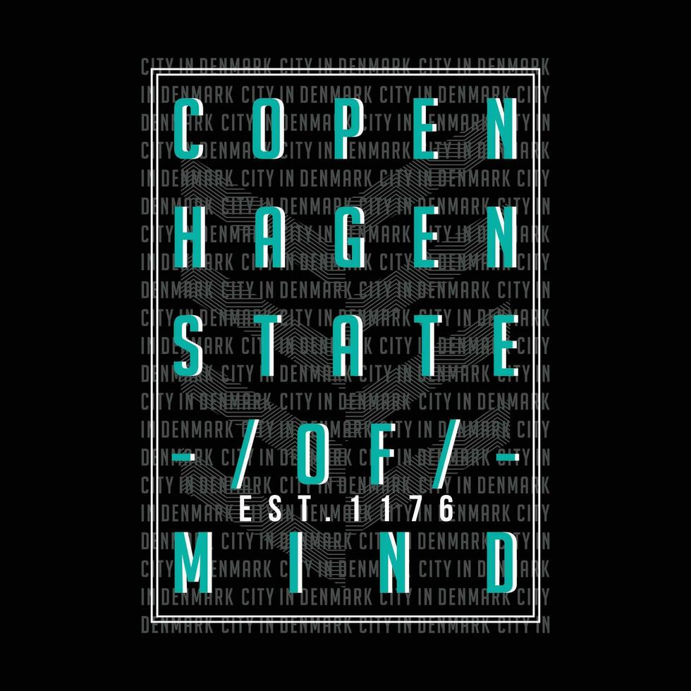 copenhagen urban street, graphic design, typography vector illustration, modern style, for print t shirt