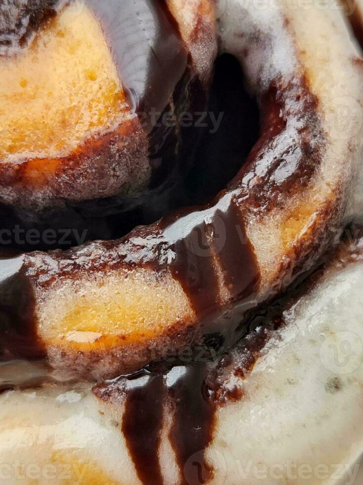 Sinabon. Chocolate synabon close-up. Appetizing cooking. Sweets photo