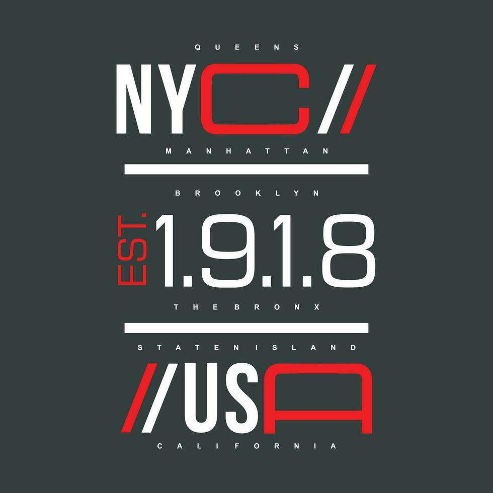 nyc usa graphic typography vector, t shirt design, illustration, good for casual style vector