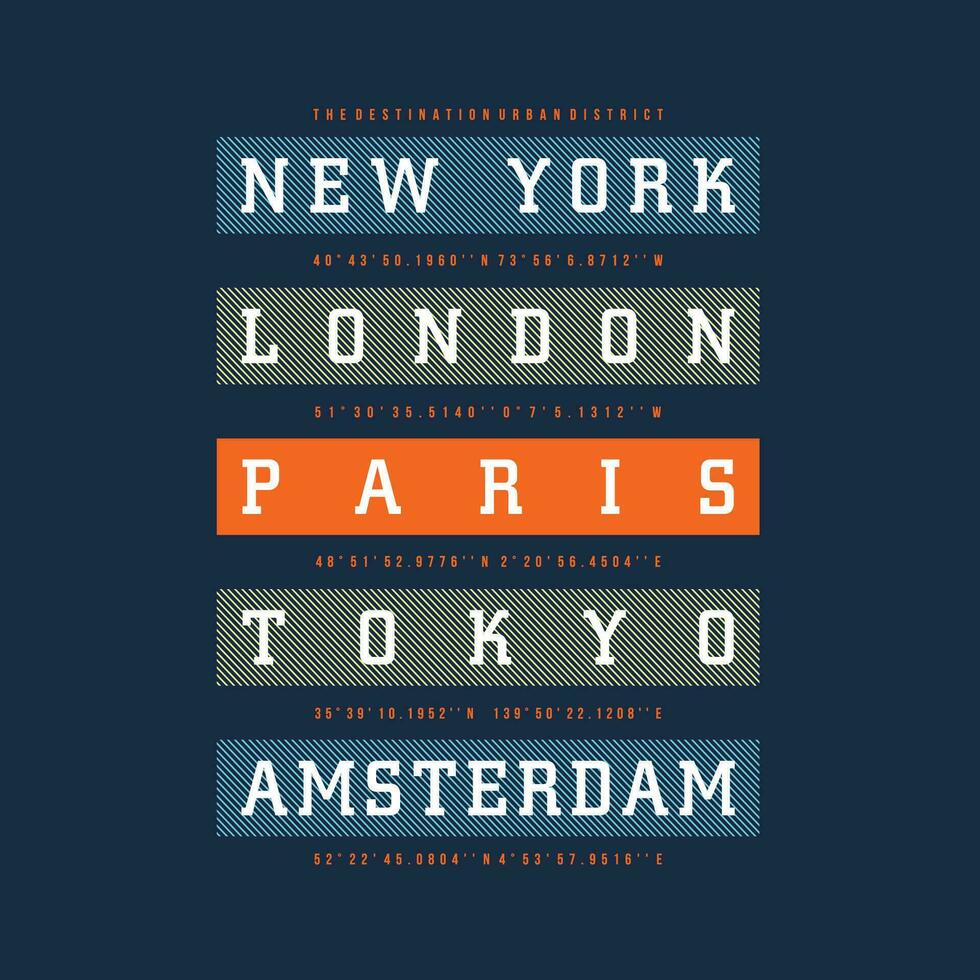 famous city name lettering abstract, typography design vector, graphic illustration, for t shirt vector