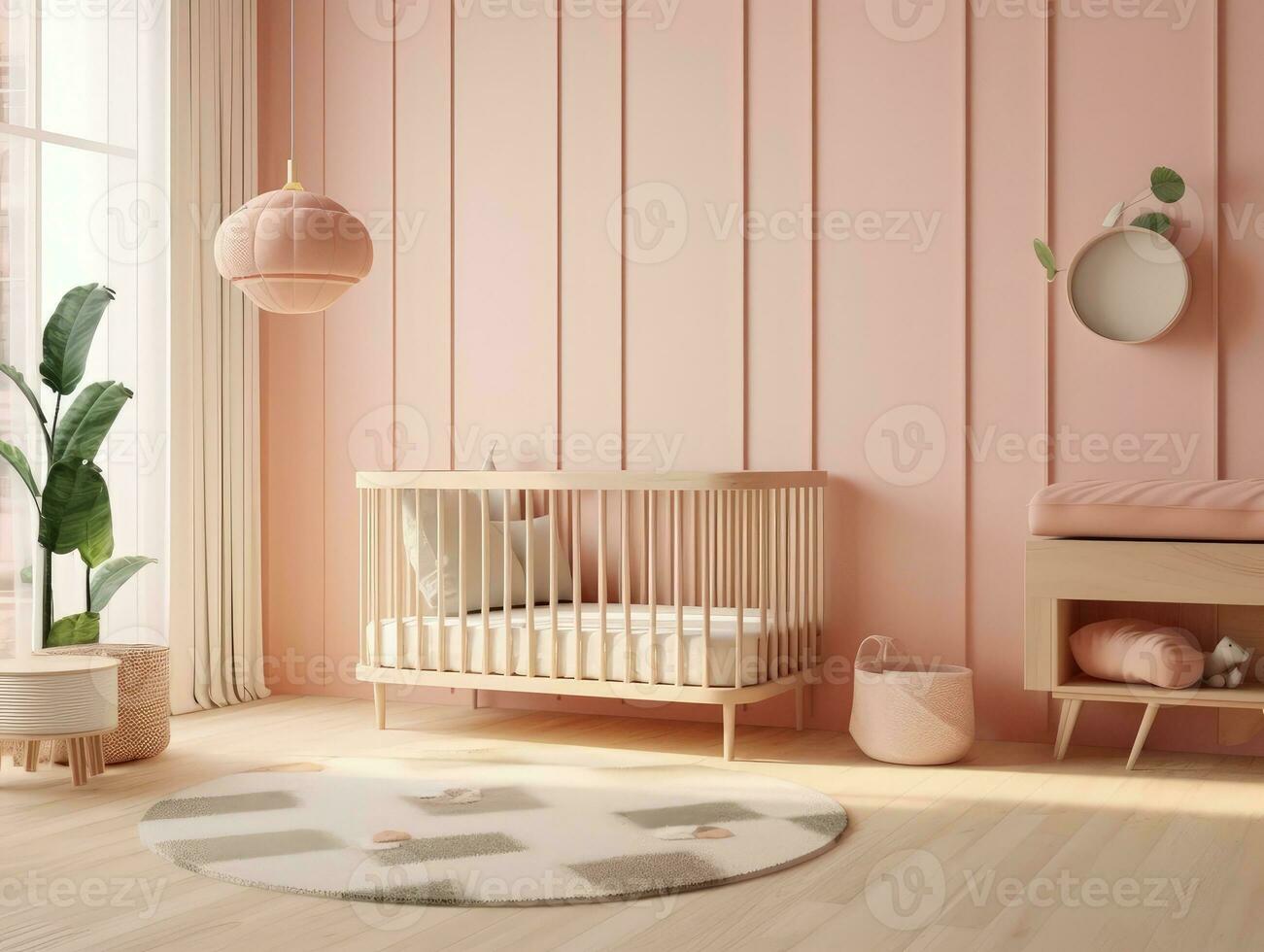 Chalet Baby Bedroom Interior with Cozy Cradle Bed. Light Brown Childish  Room with Wooden Empty Cot. Beautiful Child Toy in Large Cottage  Background. Generative AI 27078374 Stock Photo at Vecteezy