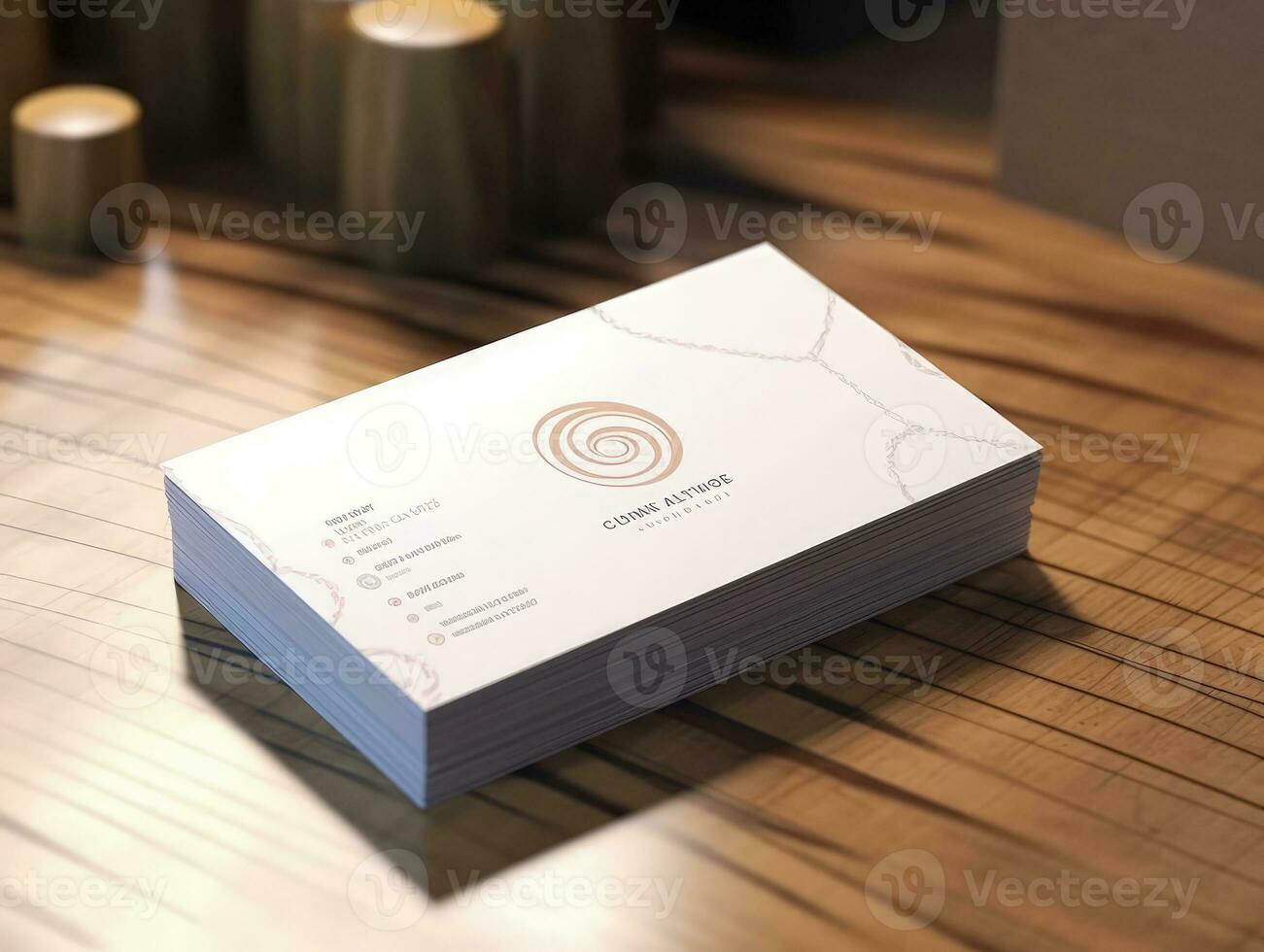 Blank mock up business card, modern and minimal background. Generative AI photo
