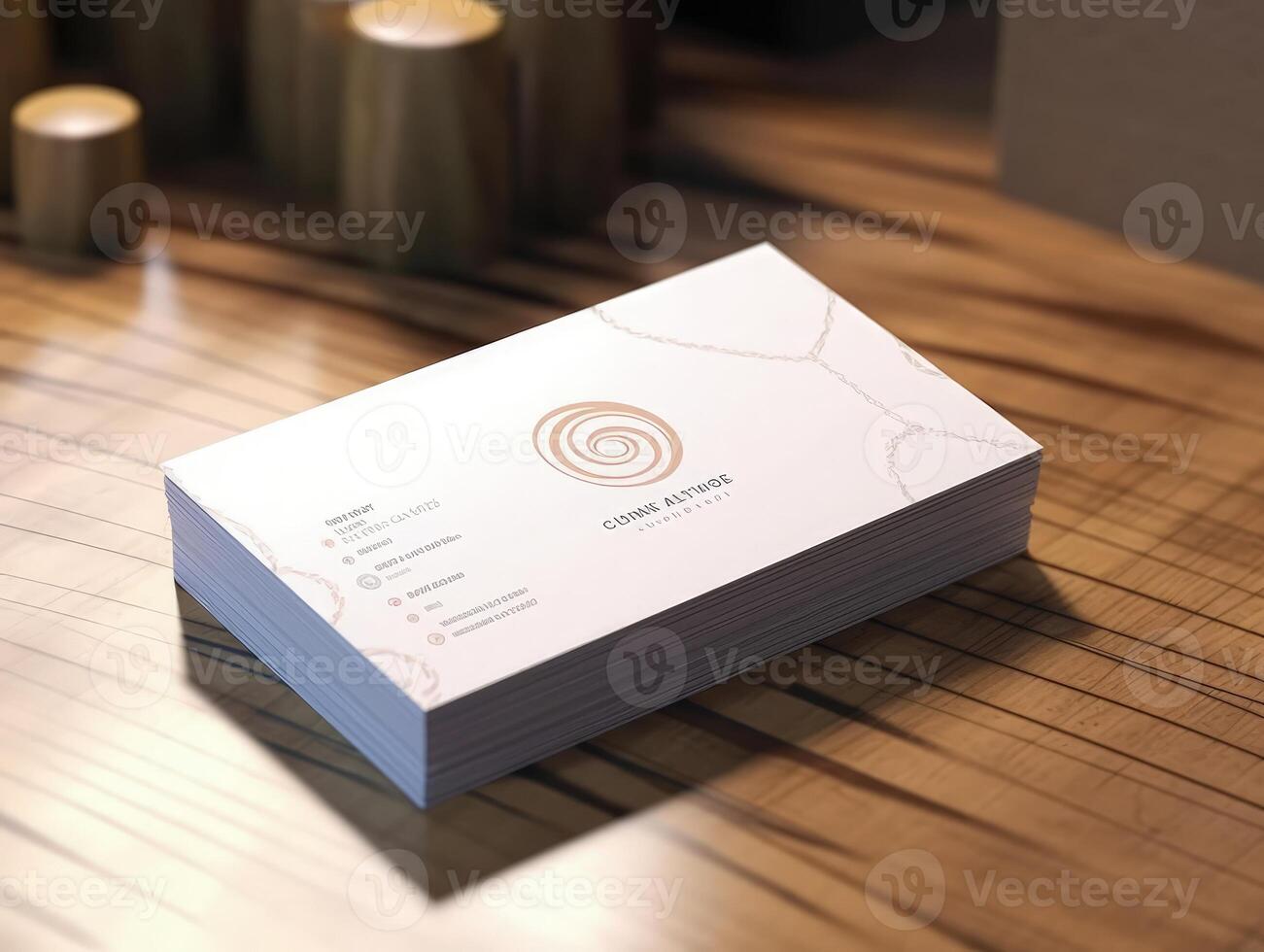 Blank mock up business card, modern and minimal background. Generative AI photo