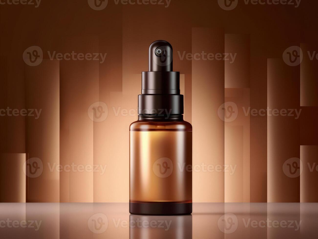 Mock up empty serum bottle with brown modern minimal background