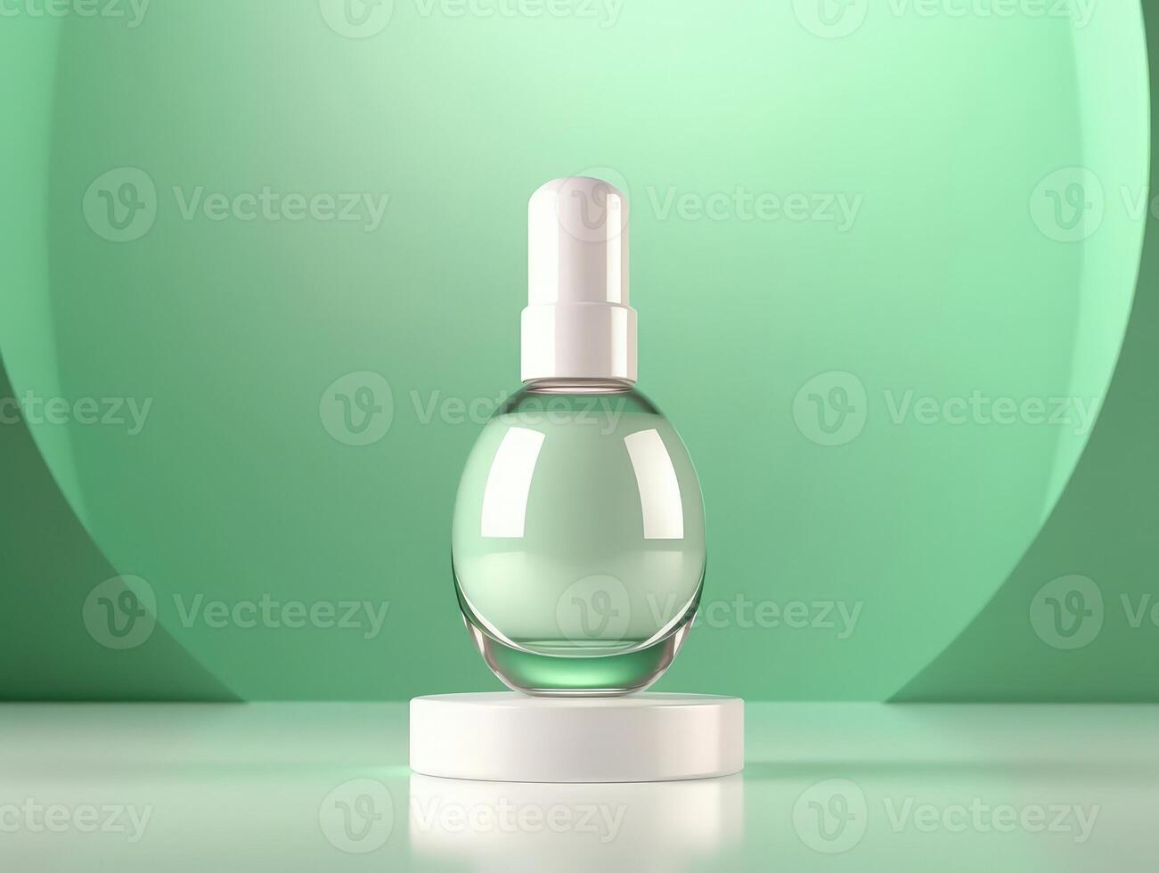 Mock up empty serum bottle with green modern minimal background