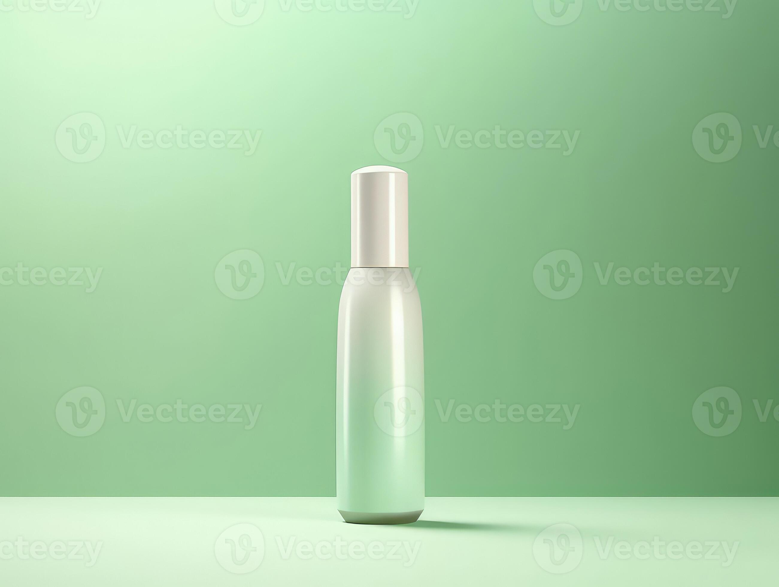 Mock up empty serum bottle with green modern minimal background