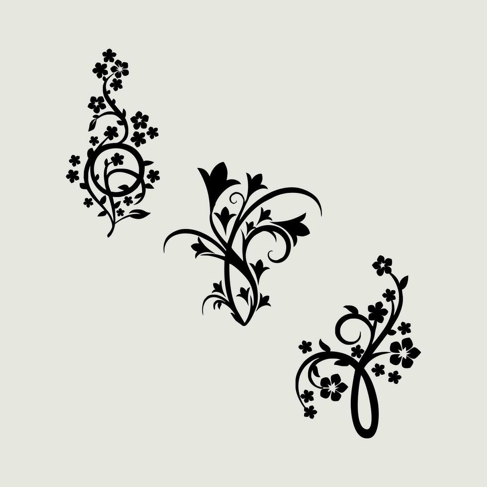 resumen floral diseño para impresión. floral diseño elemento en negro y blanco vector