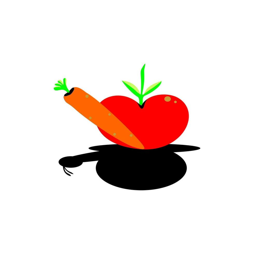 ilustración de tomate y Zanahoria con un sombra me gusta caracol vector