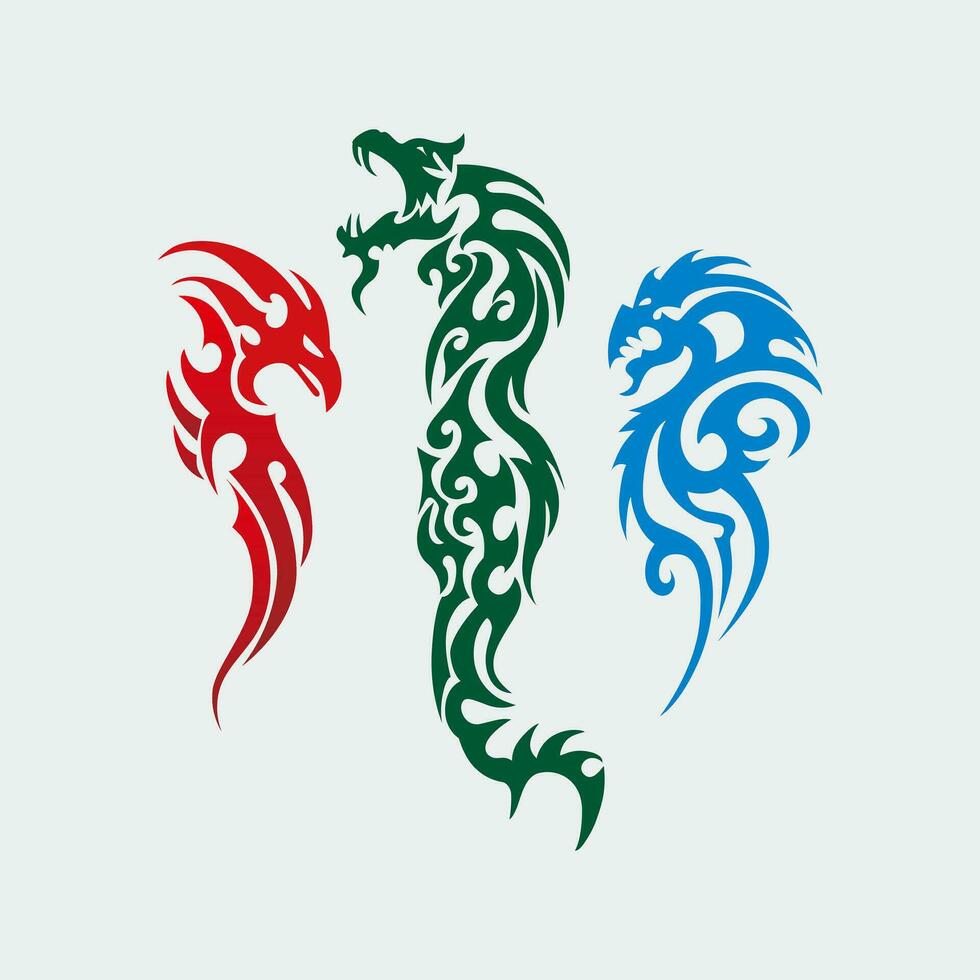 dragon tattoo design for  print and cutting sticker vector