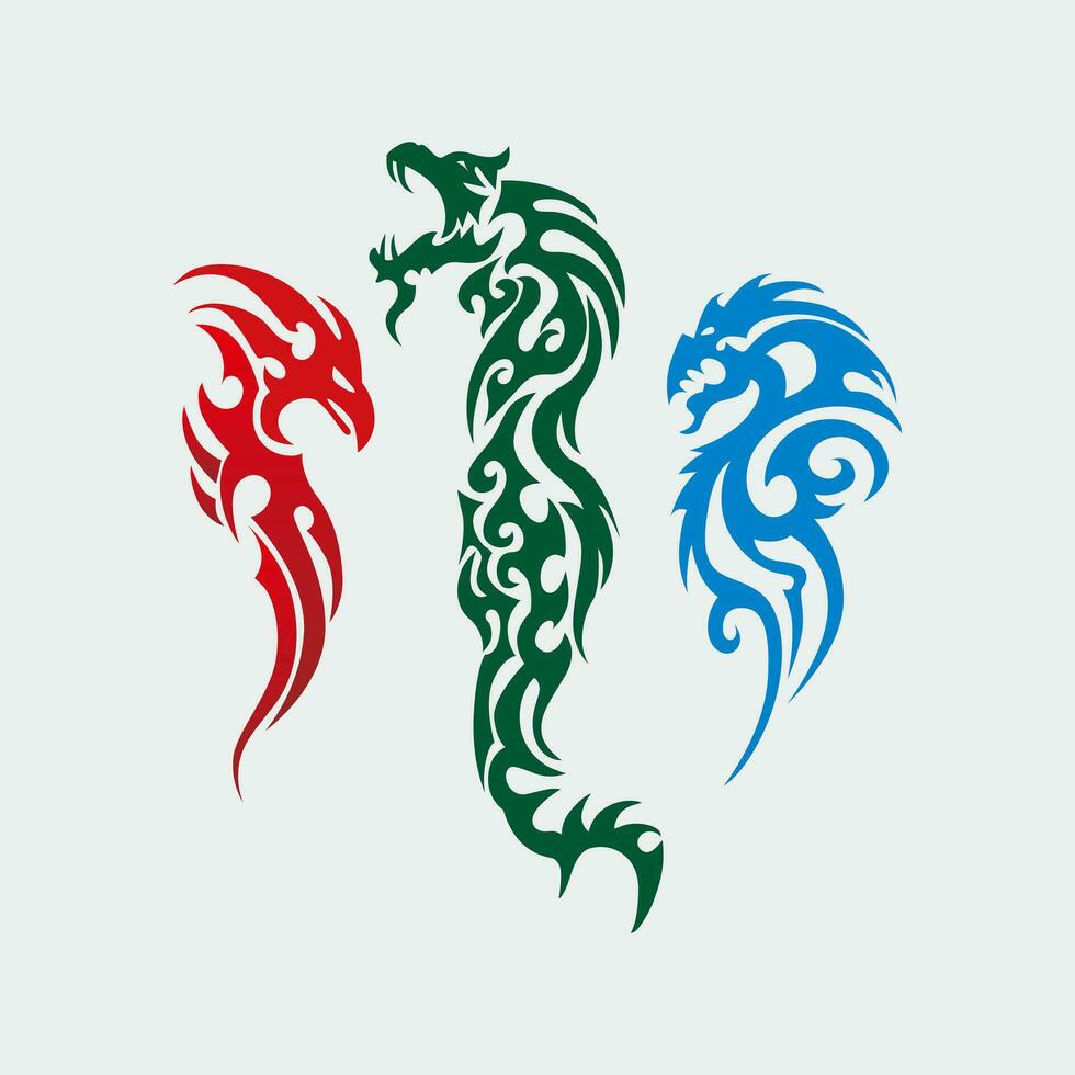 dragon tattoo design for  print and cutting sticker vector