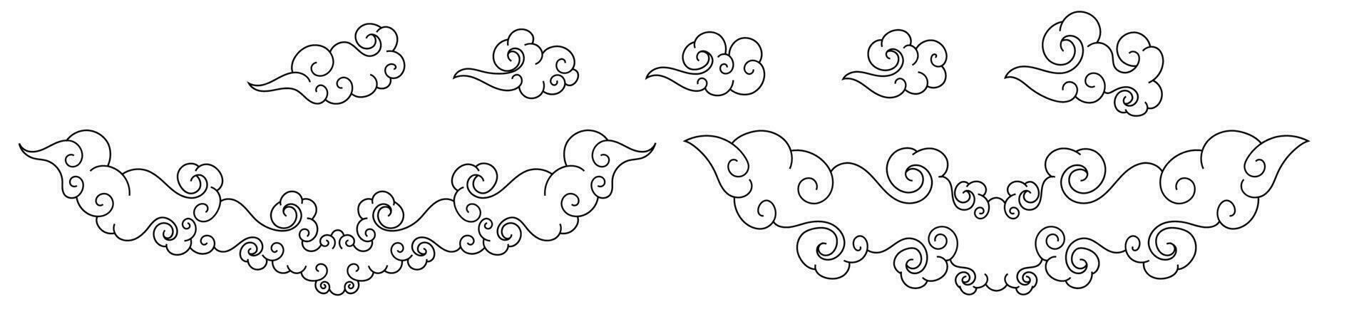 ornamental japanese style asian style cloud vector