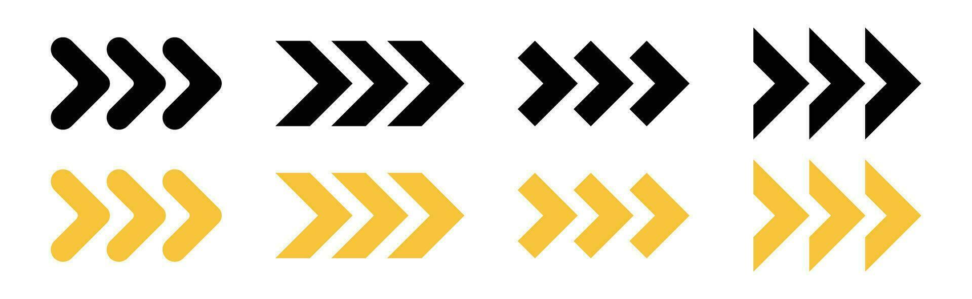 arrow direction icon set black and yellow vector