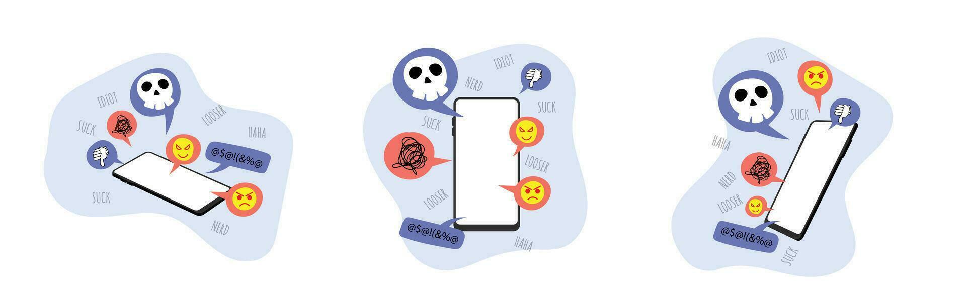 cyber bullying from smartphone illustration vector