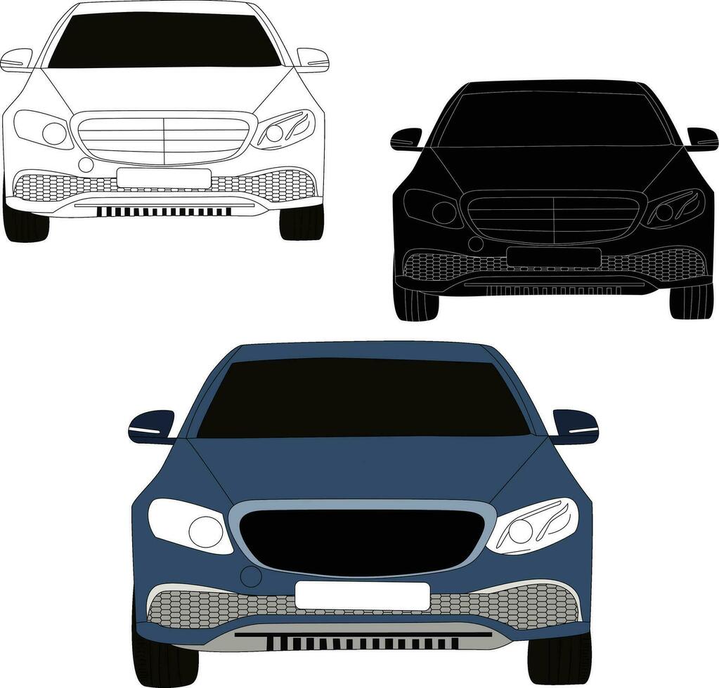 car vector line art illustration