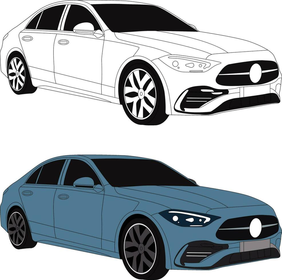 car vector line art illustration