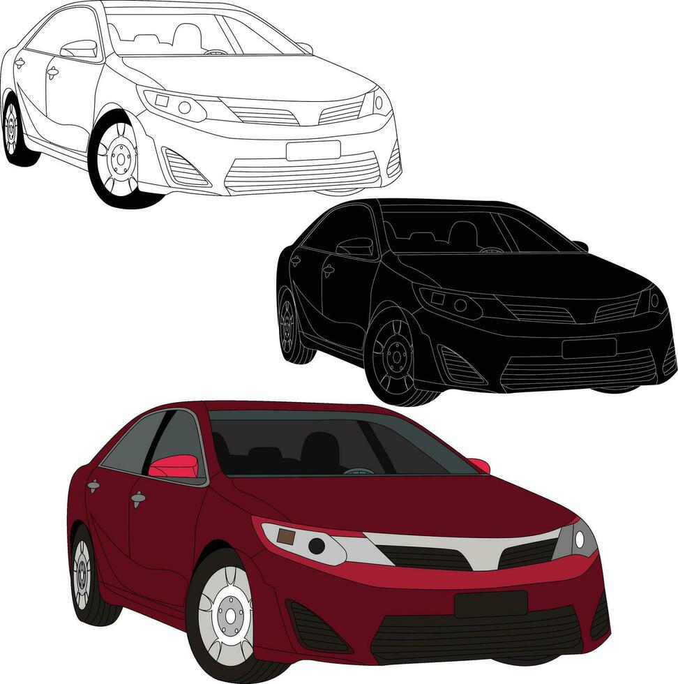 Car vector line art illustration