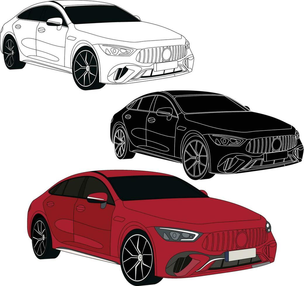 car vector line art illustration