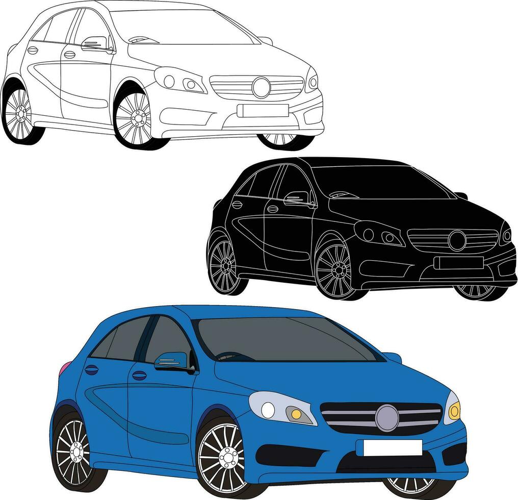 Car vector line art illustration