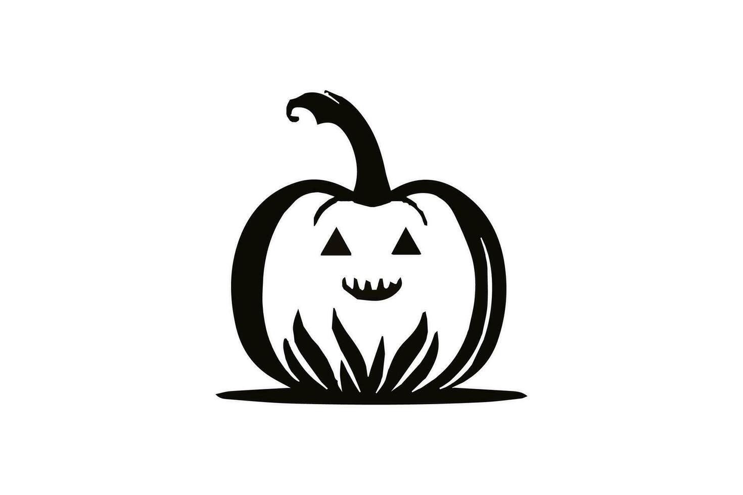 Halloween Pumpkin silhouette Vector Black and white.