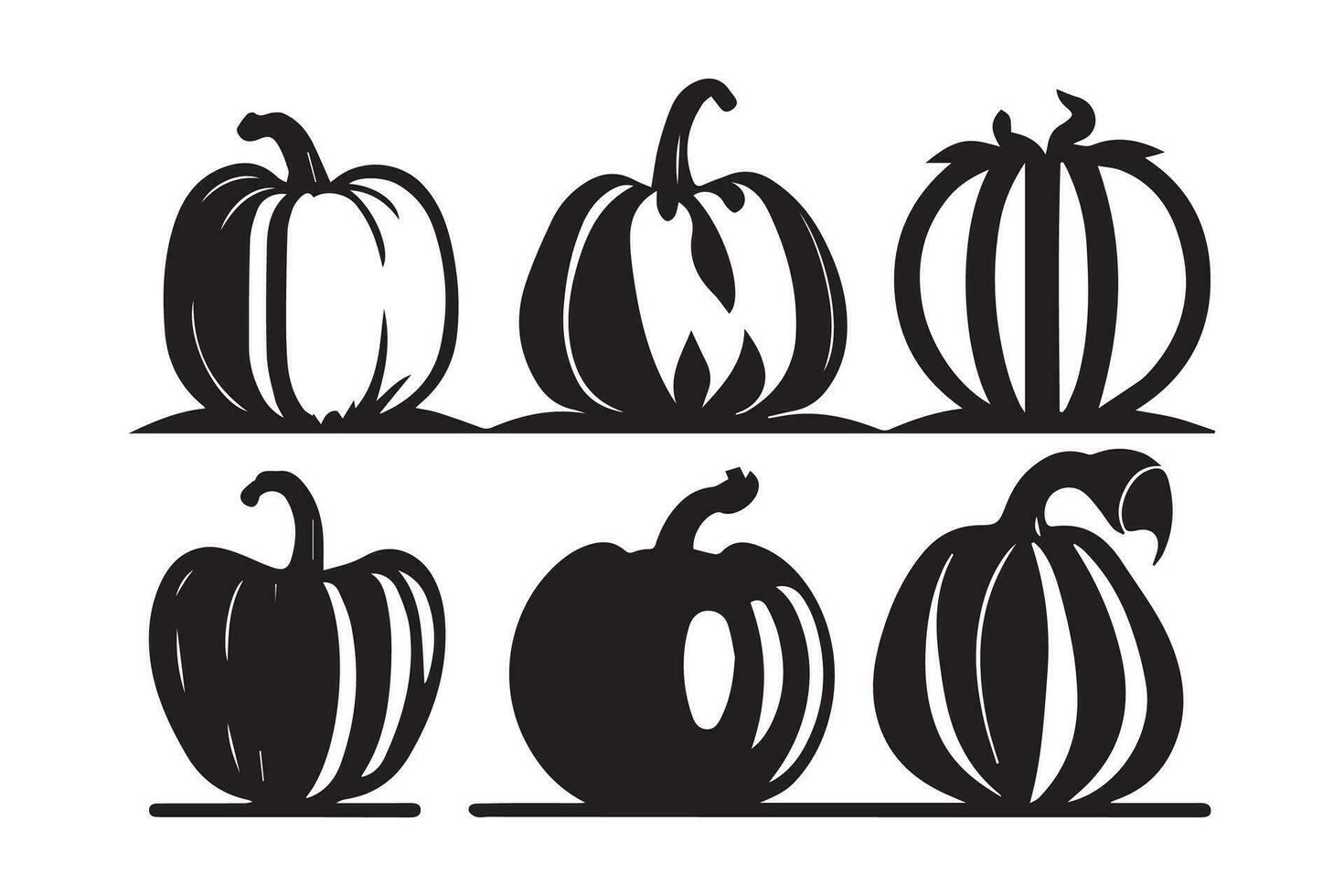 conjunto de Víspera de Todos los Santos calabaza silueta vector. vector