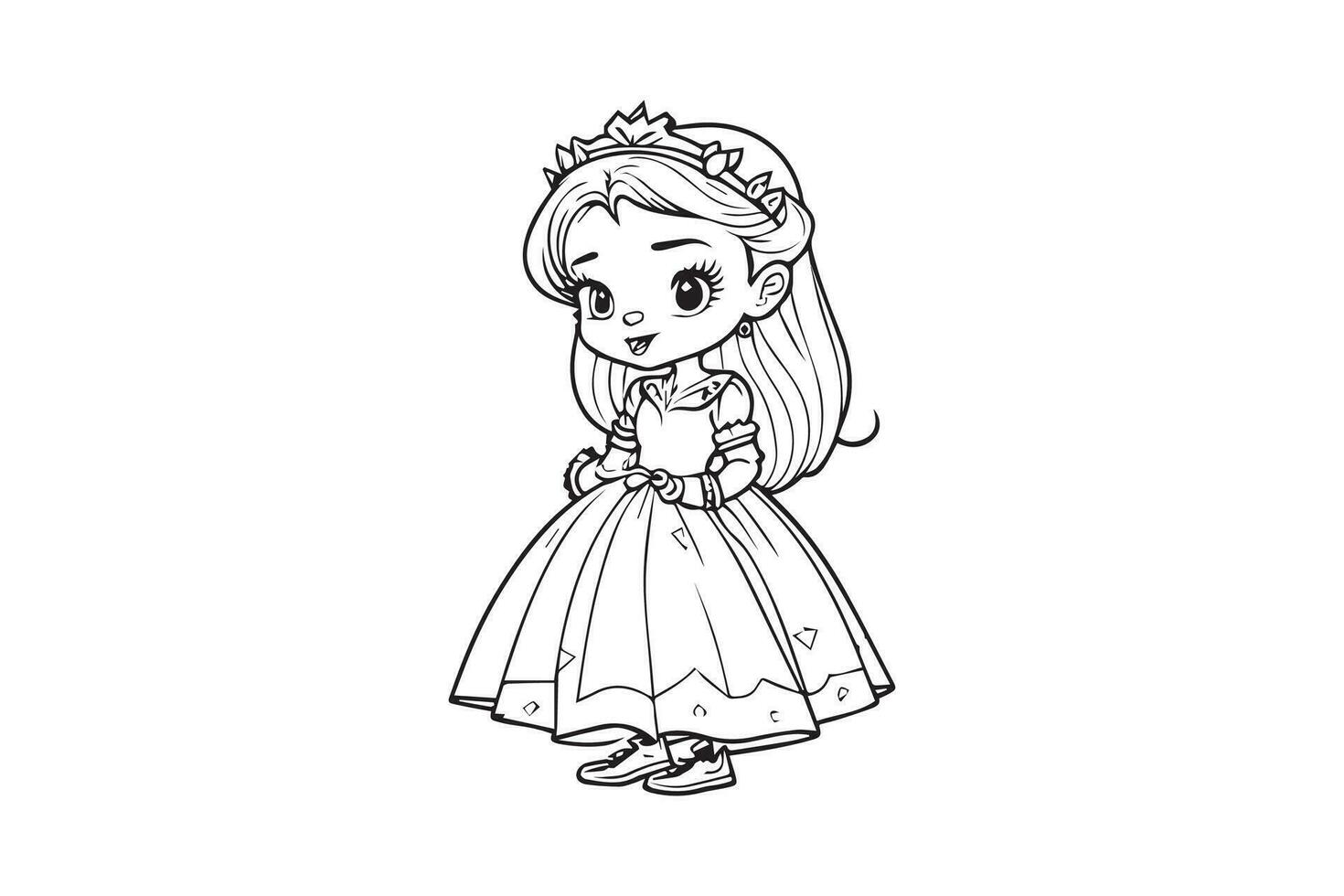 linda pequeño princesa vector. colorante página para niños. vector