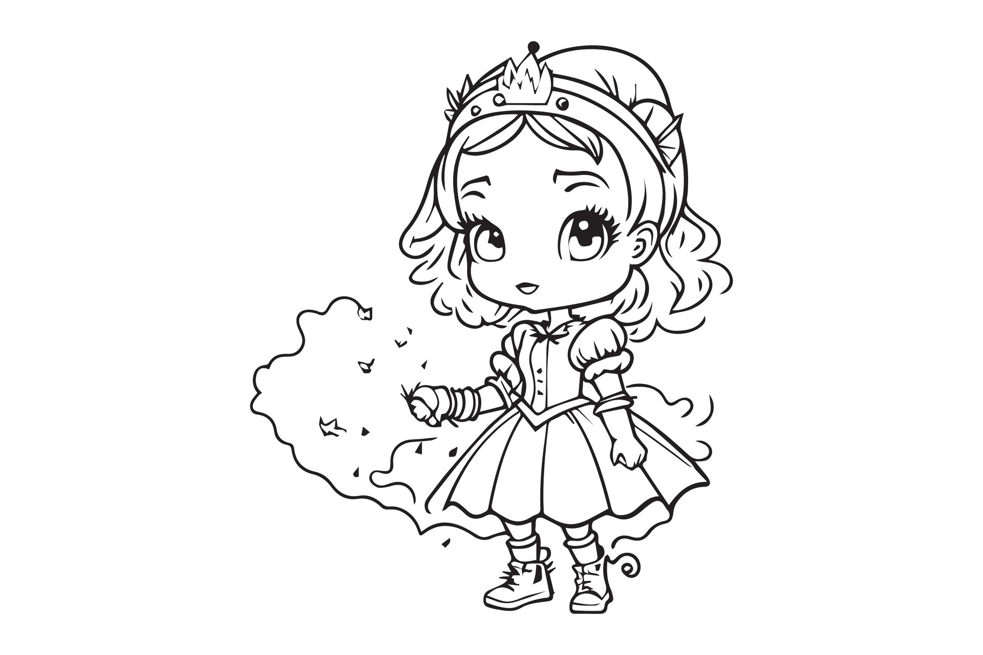 Cute little princess Vector. Coloring page for kids. 26317044 Vector