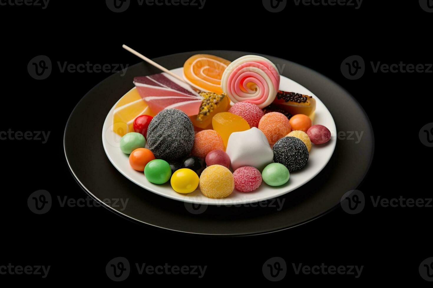 maravilloso vistoso dulces en un lámina, ilustración, generativo ai foto