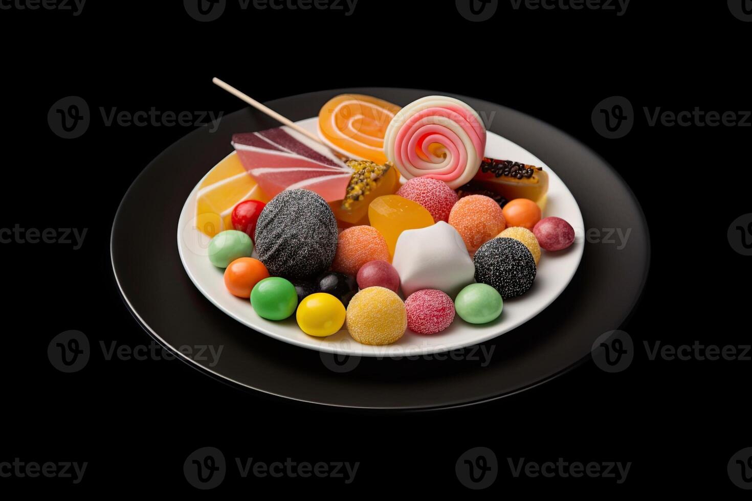 marvelous colorful sweets on a plate, illustration, photo
