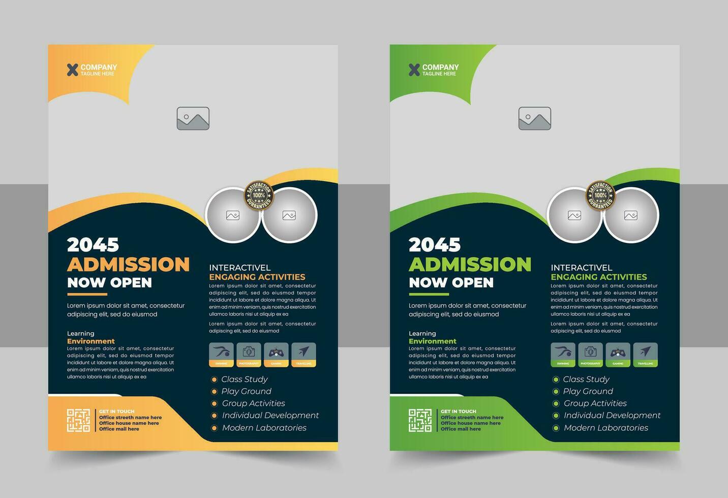 Kids back to school education admission flyer poster layout template, book cover, leaflet, poster, brochure template vector