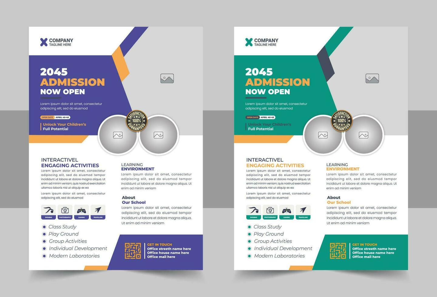 Creative Kids back to school education admission flyer poster layout template, book cover, leaflet, poster, brochure template vector