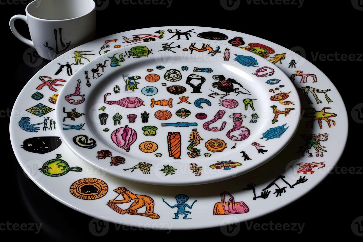 marvelous toltecs symbols on a plate, illustration, photo