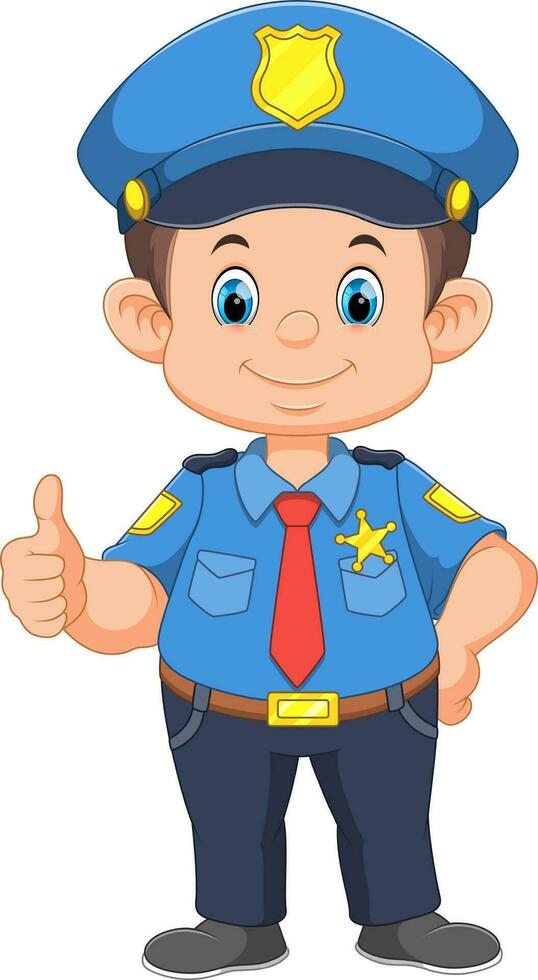 Cartoon smiling officer policeman standing vector